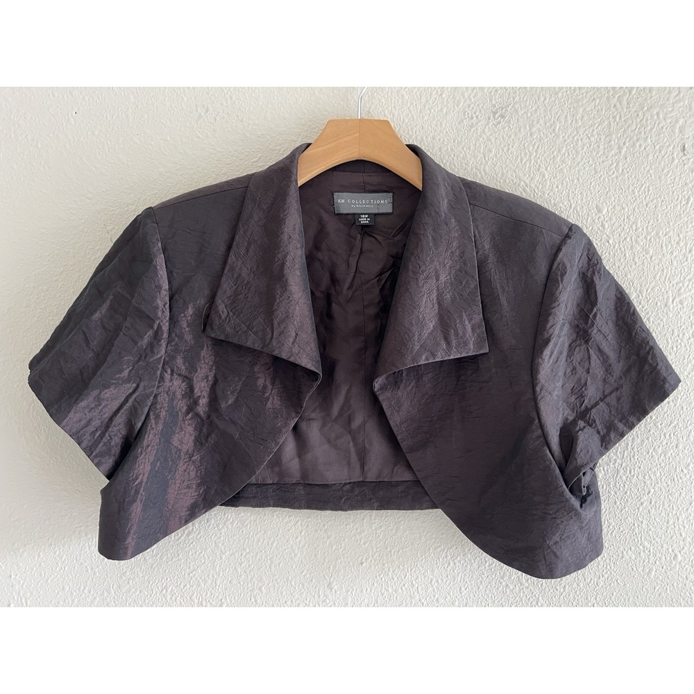 Vintage KM Collections Evening Bolero Jacket Size 18W Brown Maroon Whimsigoth